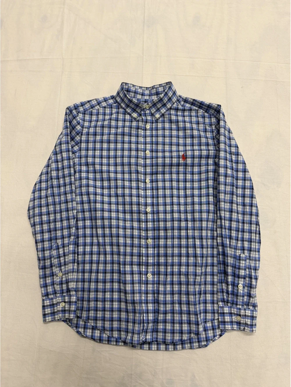 Polo Ralph Lauren Boys Blue Plaid Button-Down Shirt Large